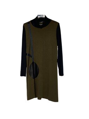 Alembika Mock Neck Lagenlook Art to Wear Stretch Shift Dress Sz 3 (LG) Artsy